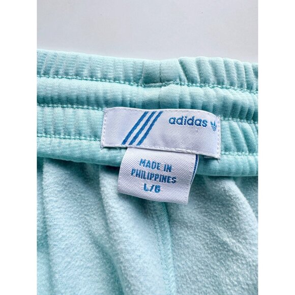 ADIDAS Y2K Turquoise Nylon Side Stripe Bootcut Track Pants, Size L - Picture 10 of 13
